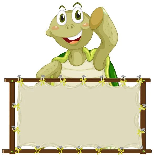 Board Template Cute Turtle White Background Illustration — Stock Vector