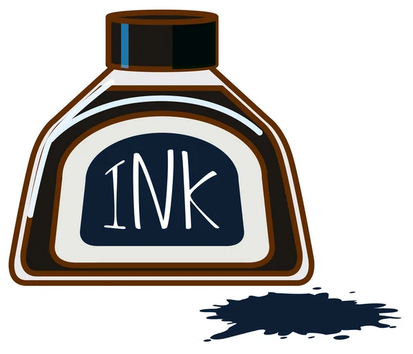 Bottle Black Ink White Background Illustration — Stock Vector