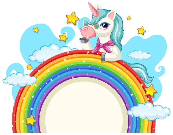 Cute Unicorn Sky Banner Illustration — Stock Vector