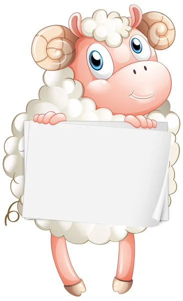Blank Sign Template White Sheep White Background Illustration — Stock Vector