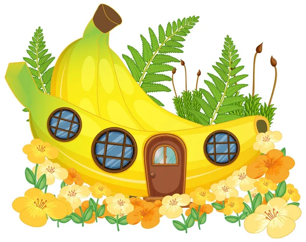 Izolacja Fantasy Dom Banan Ilustracja — Wektor stockowy