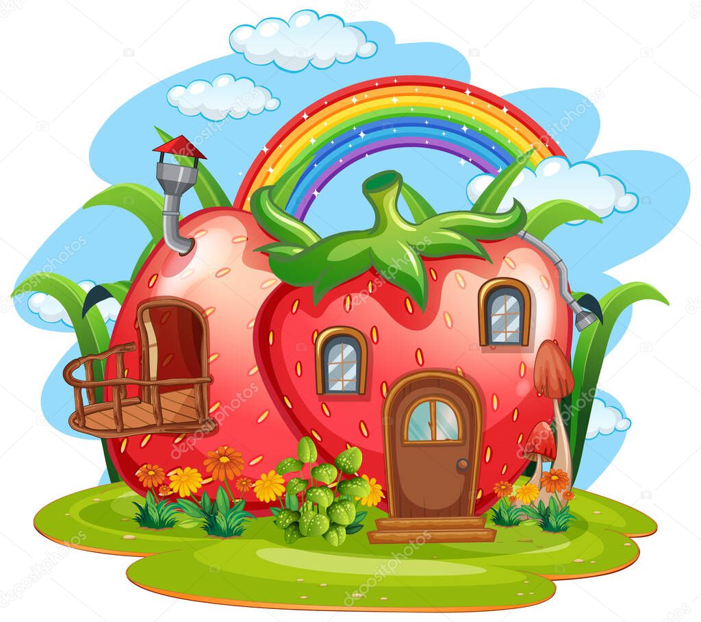 Fantasy fruit house isolated illustration