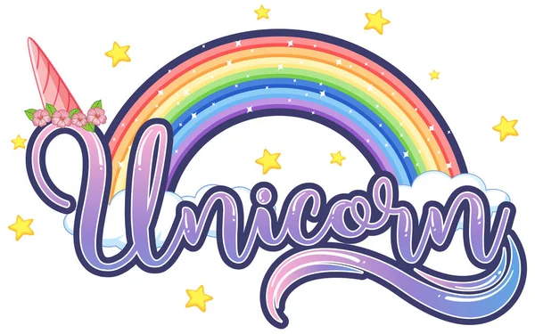 Grazioso Unicorno Arcobaleno Logo Illustrazione — Vettoriale Stock