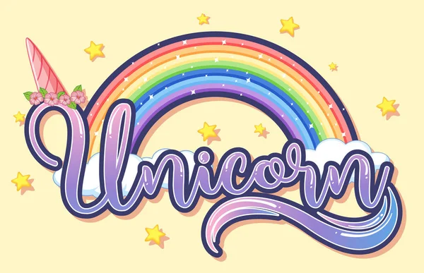 Lindo Unicornio Arco Iris Logotipo Ilustración — Vector de stock