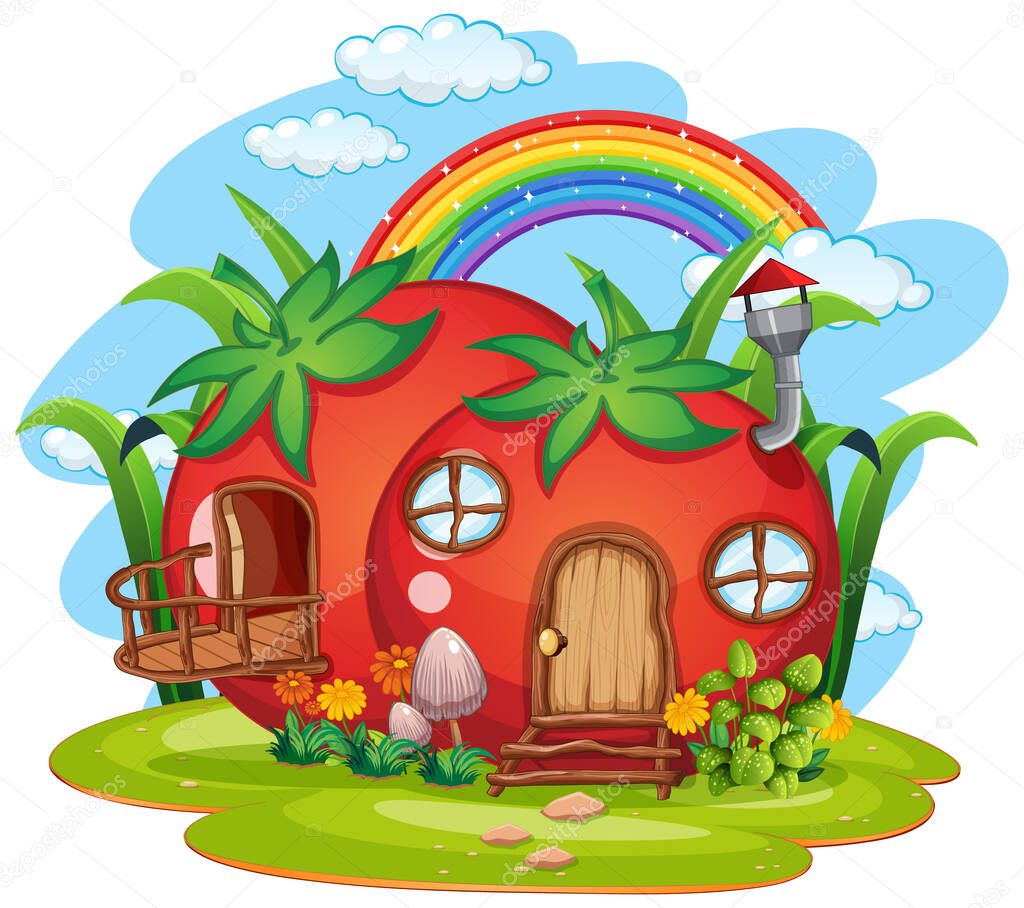 Tomato fairy house isolated illustration