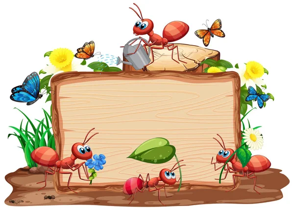 Modèle Bordure Avec Des Insectes Dans Jardin Illustration Fond — Image vectorielle