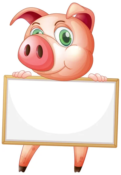 Leere Zeichenvorlage Mit Niedlichem Schwein Auf Weißem Hintergrund — Stockvektor