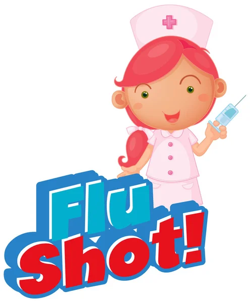 Conception Police Pour Vaccin Antigrippal Mot Avec Infirmière Illustration Vaccin — Image vectorielle