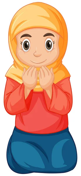 阿拉伯穆斯林女孩 穿着用白色背景图解隔开的传统衣服 — 图库矢量图片