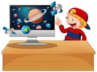 Bilgisayar ekranında Galaxy arkaplanı