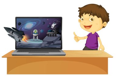 Bilgisayar ekranında Galaxy arkaplanı