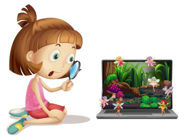 Bilgisayar ekranında anlatılan peri masalı