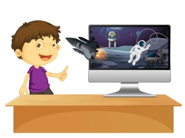 Bilgisayar ekranında Galaxy arkaplanı