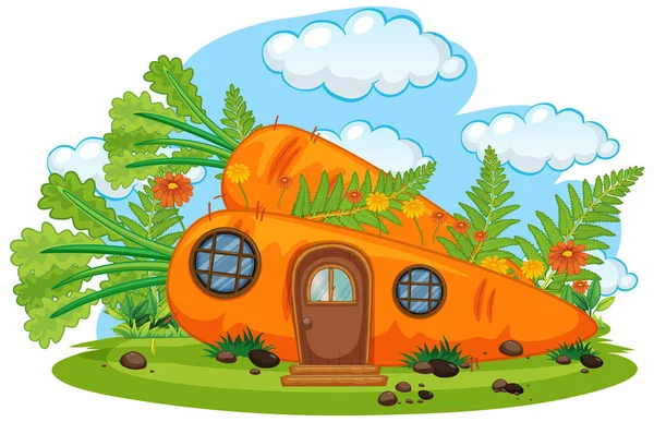 Geïsoleerde Fantasie Wortel Huis Illustratie — Stockvector