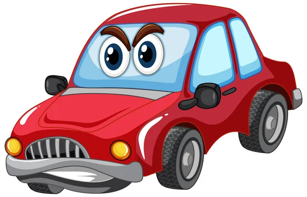 Κόκκινο Αυτοκίνητο Μεγάλα Μάτια Χαρτοκιβώτιο Χαρακτήρα Απομονωμένη Εικόνα — Διανυσματικό Αρχείο