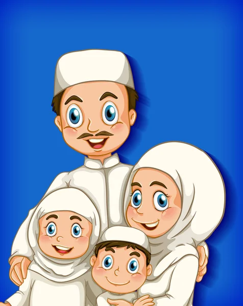 Muslimsk Familiemedlem Tegneseriefigur Farve Gradient Baggrund Illustration – Stock-vektor