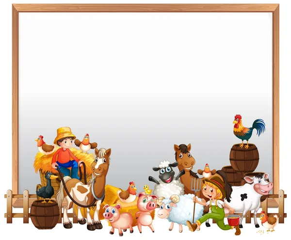 Prázdná Deska Zvířecí Farmou Set Izolované Ilustrace — Stockový vektor