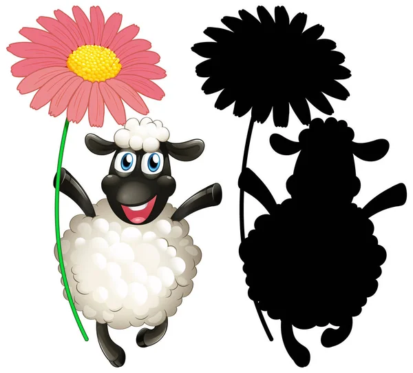 Moutons Avec Son Illustration Silhouette — Image vectorielle