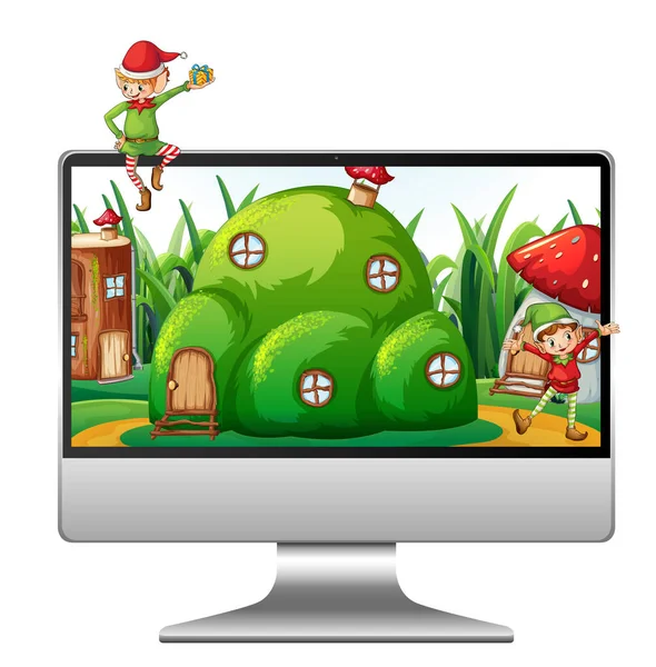 Eld Computerscherm Illustratie — Stockvector