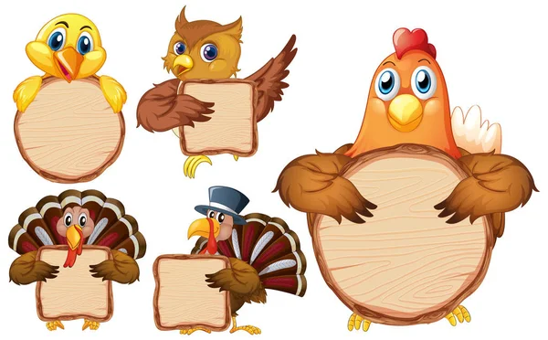 Blanco Teken Template Met Veel Vogels Witte Achtergrond Illustratie — Stockvector