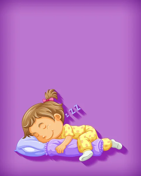Cute Girl Śpiąca Postać Kreskówki Izolowane Ilustracja — Wektor stockowy