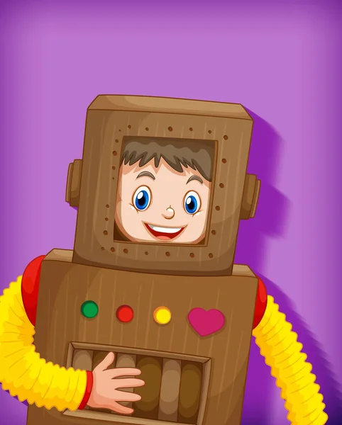 Roztomilý Chlapec Nosí Robot Kostým Izolované Ilustrace — Stockový vektor