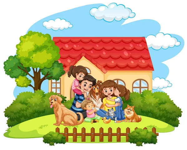 Scene Family Having Good Time Home Illustration — Stock Vector