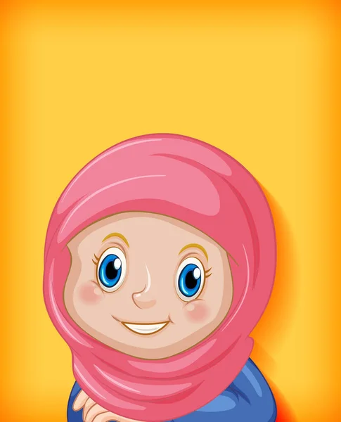 Glad Muslim Flicka Tecknad Karaktär Illustration — Stock vektor