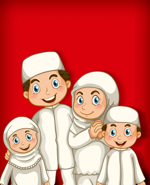 Muslim family member on cartoon character colour gradient background illustration