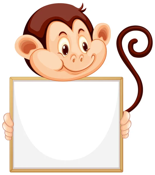 Pusty Wzór Znak Cute Małpa Białym Tle Ilustracji — Wektor stockowy