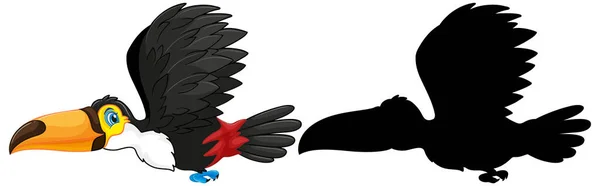 Toucan Avec Son Illustration Silhouette — Image vectorielle