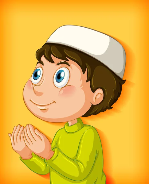 Мусульманский Мальчик Молится Фоне Цветного Градиента Лицензионные Стоковые Векторы
