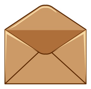 Beyaz arkaplan illüstrasyonunda kahverengi zarf