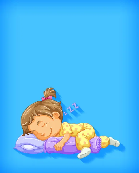 Menina Bonito Dormindo Desenho Animado Personagem Ilustração Isolada — Vetor de Stock