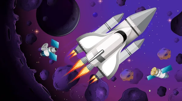 Astronaut Ruimte Scène Illustratie — Stockvector