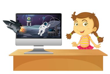 Bilgisayar ekranında Galaxy arkaplanı