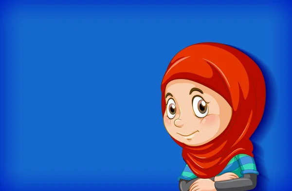 Happy Musulmane Fille Dessin Animé Personnage Illustration — Image vectorielle