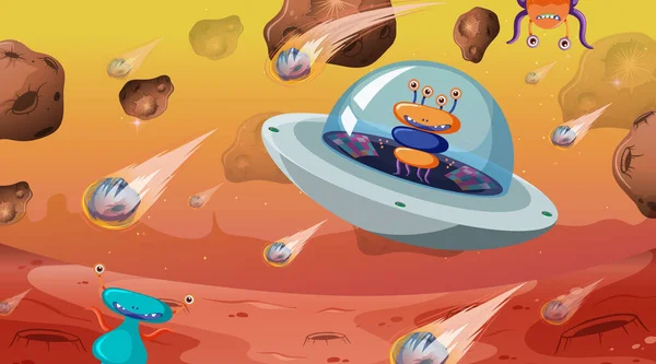 Alien in space scene illustration