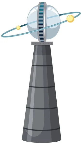 Estação Torre Espacial Isolada Sobre Fundo Branco Ilustração —  Vetores de Stock