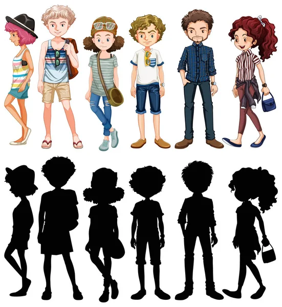 Conjunto Pessoas Desenho Animado Personagem Ilustração —  Vetores de Stock
