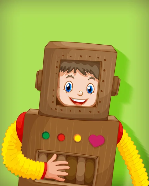 Lindo Niño Con Traje Robot Ilustración Aislada — Vector de stock