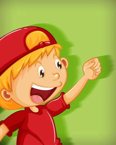 Netter Junge Trägt Rote Mütze Mit Würgegriff Position Cartoon Figur — Stockvektor