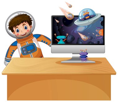 Bilgisayar ekranında Galaxy arkaplanı
