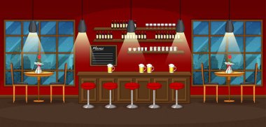 Bar ve restoranın arka plan çizimi