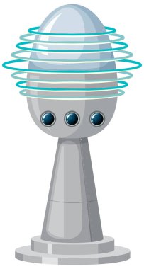 Beyaz arkaplan illüstrasyonunda izole uzay kulesi istasyonu