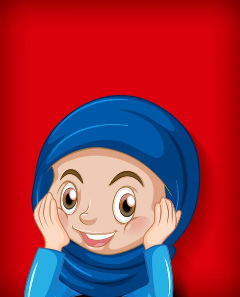Happy Musulmane Fille Dessin Animé Personnage Illustration — Image vectorielle