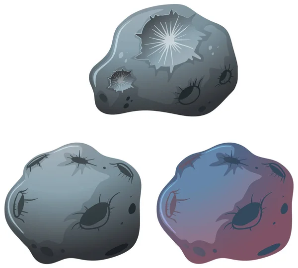 Isolated Meteorite White Background Illustration — Stock Vector