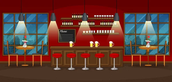 Pub Restaurante Escena Fondo Ilustración — Vector de stock