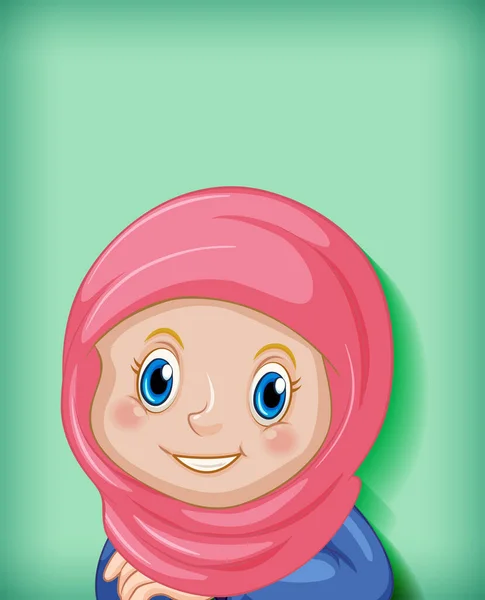 快乐的穆斯林女孩卡通人物插图 — 图库矢量图片