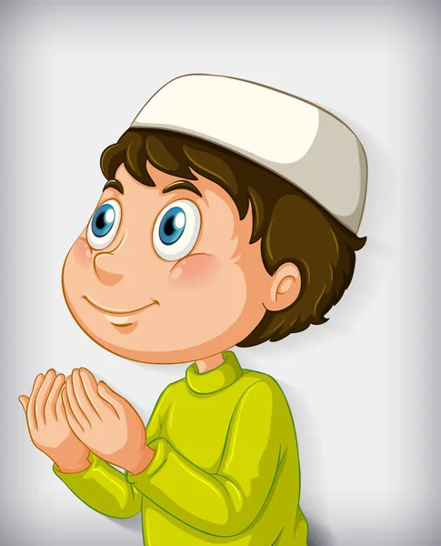 Muslim Boy Praying Colour Gradient Background Illustration — Stock Vector